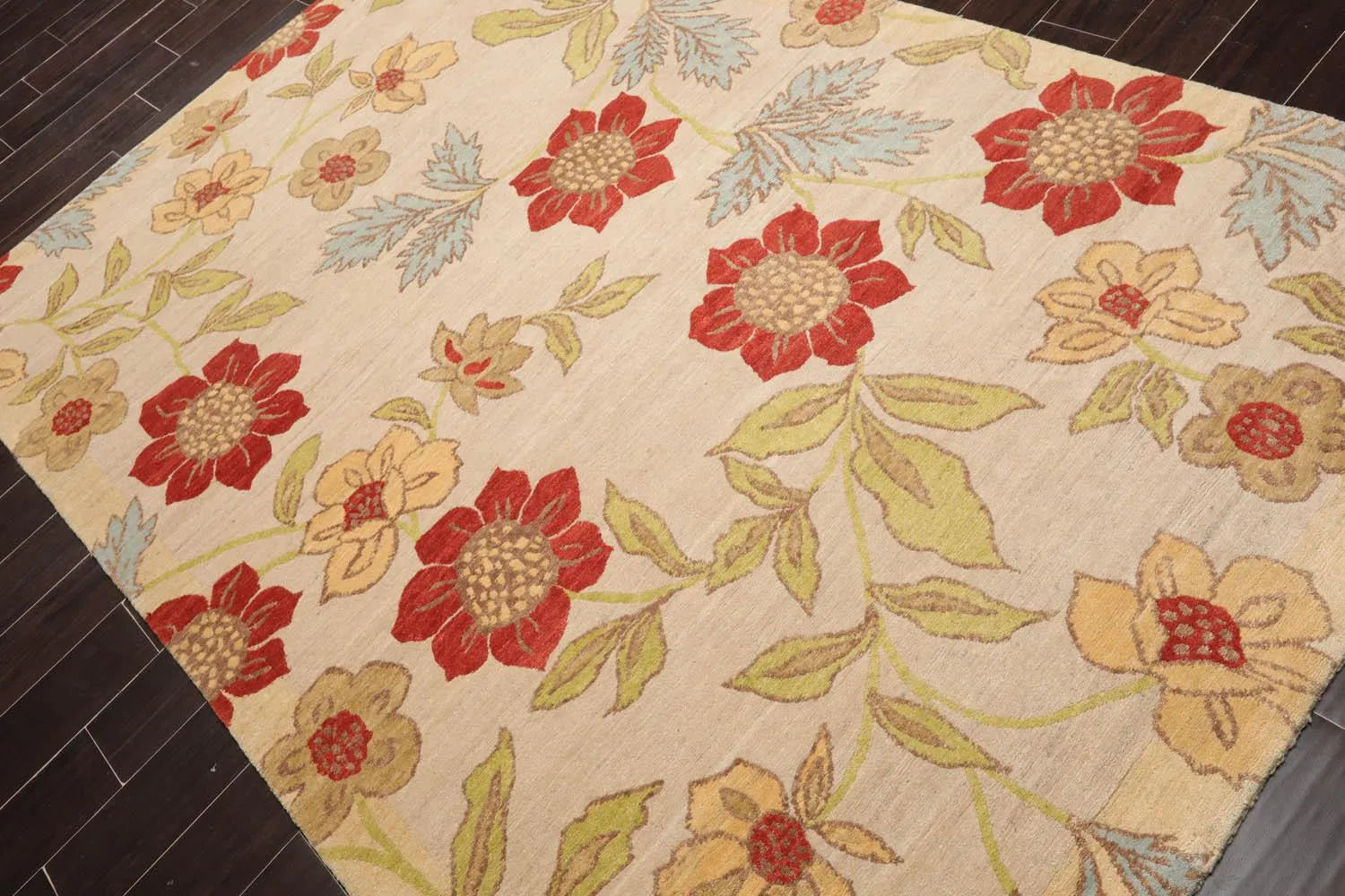 5'6''x8'6'' Hand Knotted Tibetan 100% Wool Transitional Oriental Area Rug Beige, Lime Color