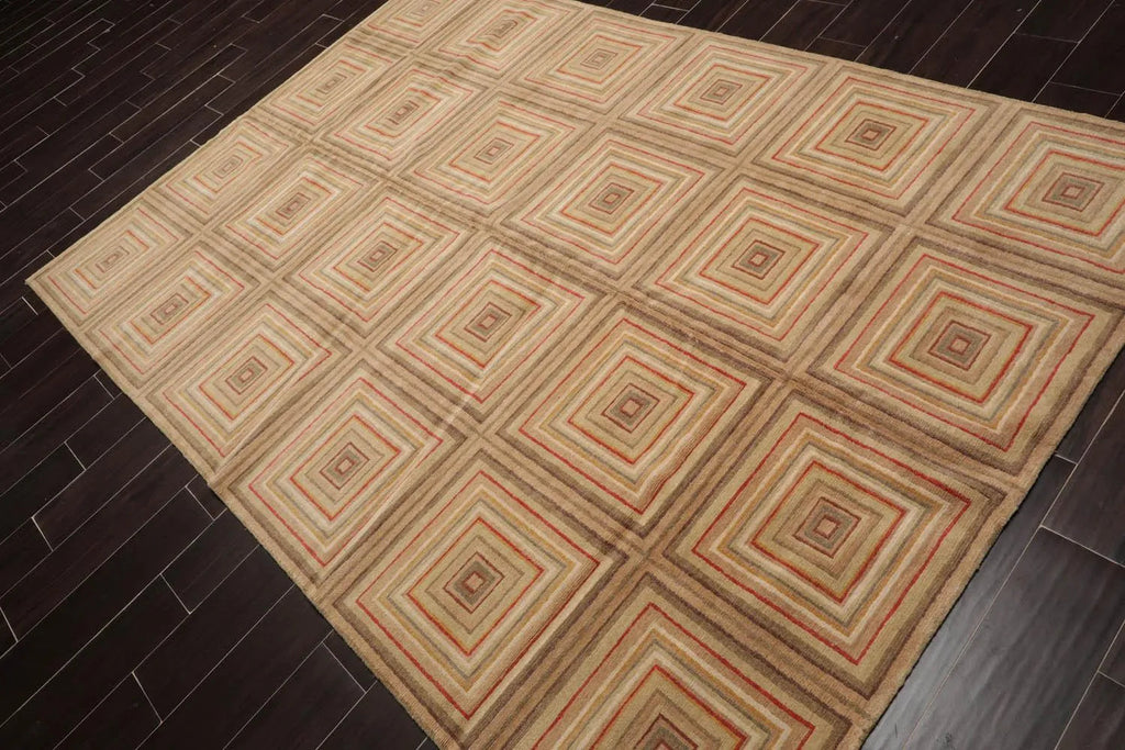 6’ x 8’9” Hand Knotted 100% Wool Modern Tibetan Oriental Area Rug Tan, Beige