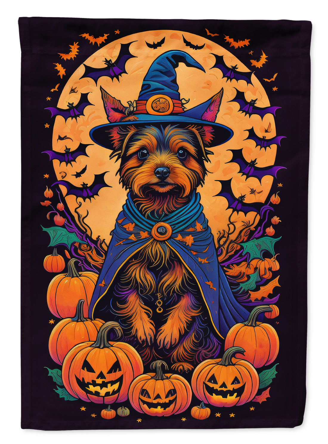 Australian Terrier Witchy Halloween House Flag