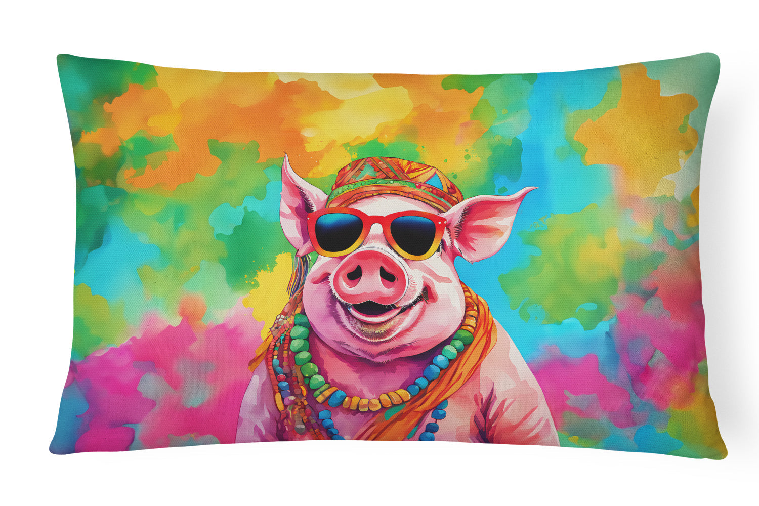 Hippie Animal Pig Throw Pillow
