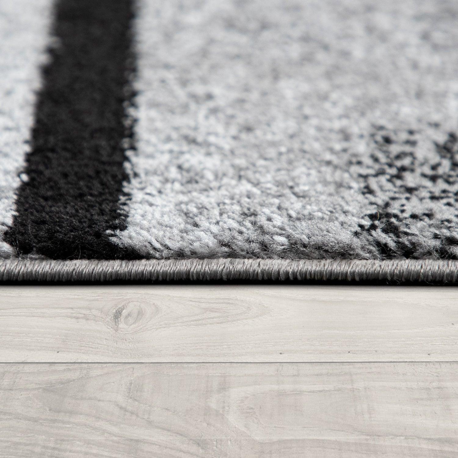 Gray Black Area Rug Mondial Modern Paint Effect